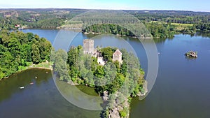 Lichtenfels ruin in Waldviertel. Beautiful famous landmark at lake Ottenstein in Waldviertel