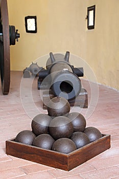 Lichtenstein Castle cannon and cannonballs