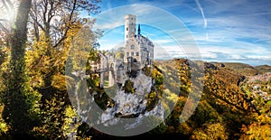 Lichtenstein castle Germany Europe panoramic view