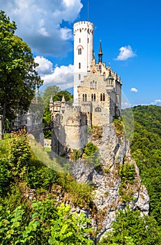 Lichtenstein Castle in summer, Baden-Wurttemberg, Germany