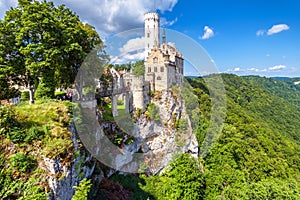 Lichtenstein Castle in summer, Baden-Wurttemberg, Germany