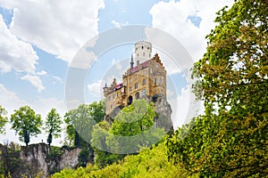 Lichtenstein castle on top of the rock cliff