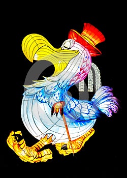 Sculpture of a duck at a lightfestival in Antwerp