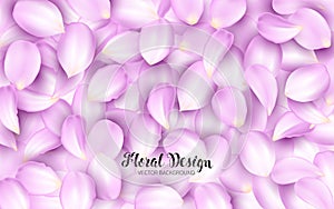 Licking the pink petals of a flower on a pile. Effect Realistic Design Elements. Vector Illustration. Floral background