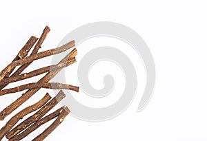 Licorice roots - Glycyrrhiza glabra - White background