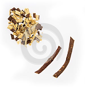 Licorice roots - Glycyrrhiza glabra - White background