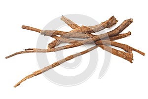 licorice roots isolated on white background