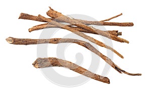 Licorice roots isolated on white background