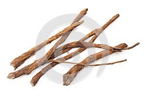 licorice roots isolated on white background