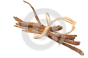 licorice roots isolated on white background