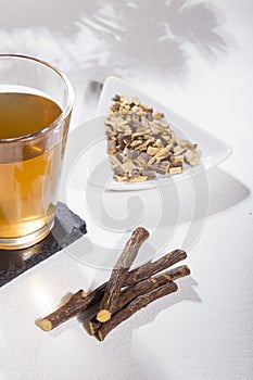 Licorice roots and tea, licorice, paloduz, palo duz, palodÃº, palodul, licorice - Glycyrrhiza glabra