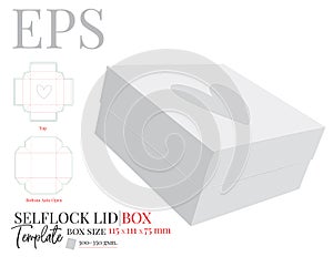 Lid Box Template. Vector with Die Cut / Laser Cutting. White, clear, blank, isolated Heart Box with mock up