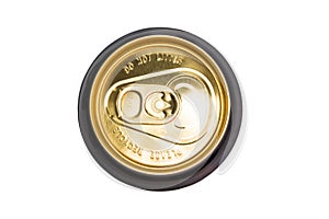 Lid of drinks can with Do Not Litter and Please Recycle inscriptions