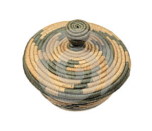 Lidded African basket