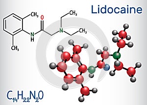Lidocaine xylocaine, lignocaine molecule. It is local anesthet photo