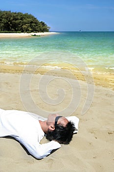 Lie down on tropical beach
