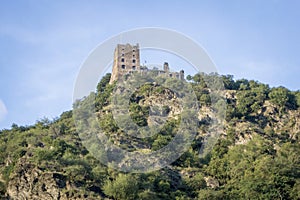 Liebenstein castle above the Rhine river, Germany