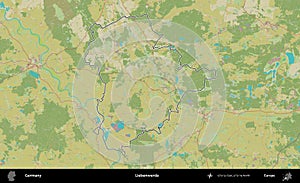 Liebenwerda outlined, Germany. Topographic Humanitarian