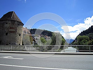 Liechtenstein city view of street over river