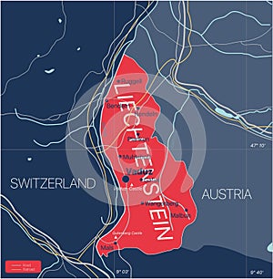 Liechtenstein country detailed editable map