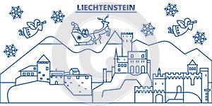 Liechtenstein winter city skyline. Merry Christmas, Happy