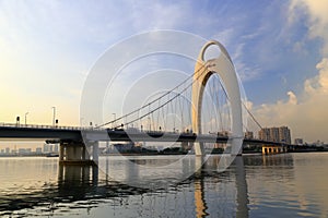 Liede bridge, a single tower, double cable plane self - anchored suspension bridge in guangzhou china