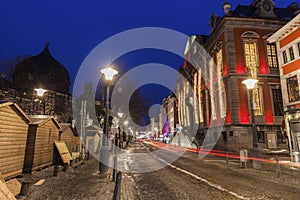 Liege city hall at night