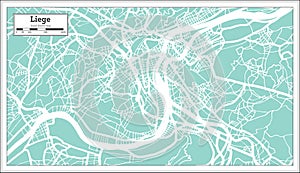 Liege City Map in Retro Style. Outline Map