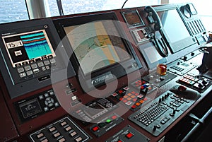 Liepaja, Latvia - May 31, 2011: Wheelhouse in modern ship