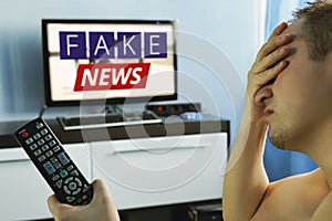 Lies of tv propaganda mainstream media disinformation, photo
