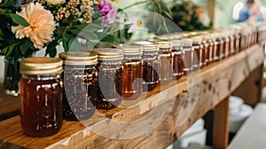 In lieu of traditional wedding favors guests are given homemade jams and honey from the ranchs own farm photo