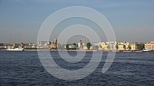Lieutenant Schmidt Embankment in St. Petersburg. 4K.
