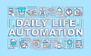 Daily life automation word concepts blue banner