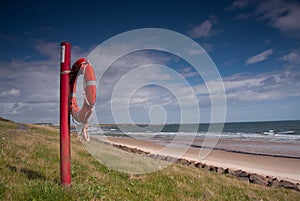 Life belt on a beach