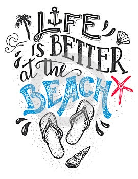 Life is better at the beach hand-lettering card