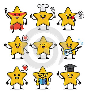 Set of star character design vector