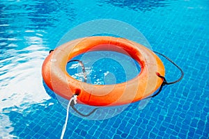 Life buoy afloat in a pool in Mexico