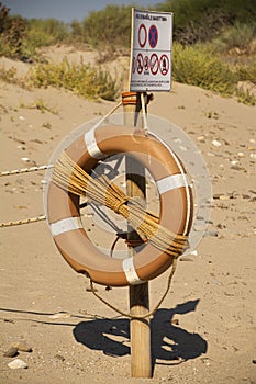 Life buoy attached to the pole