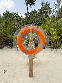 Life buoy on the beach