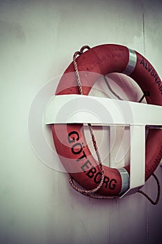 Life buoy on boat in Goteborg photo