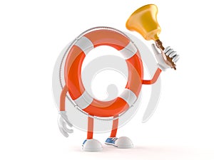 Life buoy character ringing a handbell