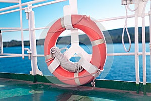 Life buoy on ferry