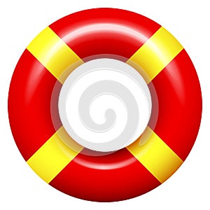 Life buoy. Inflatable red lifesaver rubber ring