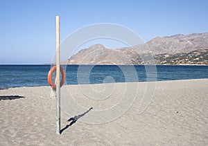 Life buoy on pole