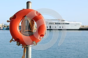 Life buoy in the port