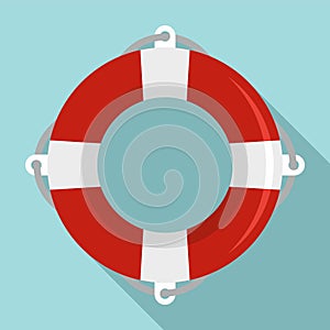 Life buoy ring icon, flat style