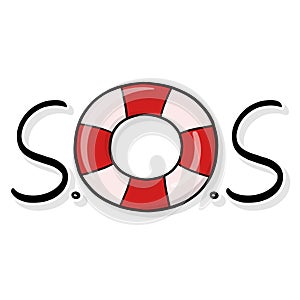 Life buoy S.O.S illustration isolated white background