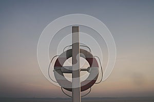 Life buoy safety ring on the beach