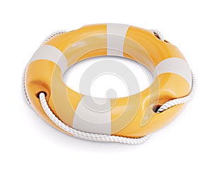 Life buoy for safety at sea, isolated on white background. Lifebuoy closeup. 3d rendering.