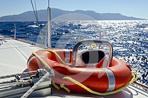 Life buoy on a Sailing Boat